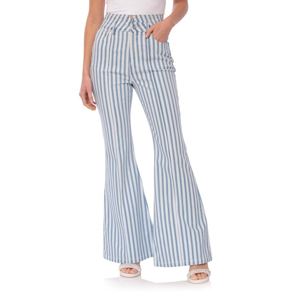 Avec Les Filles Denim - 203 Avec Les Filles Stripe High Waist Super Flare‎ Jeans - Size 14/32 NWT $148